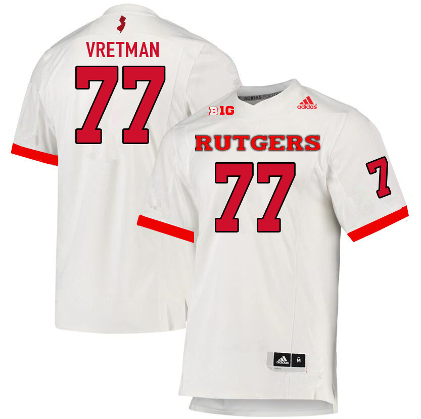 Men #77 Sam Vretman Rutgers Scarlet Knights College Football Jerseys Sale-White - Click Image to Close